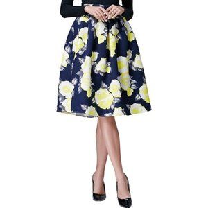 Hika Navy Skirt with Yellow Flowers NWT XXL